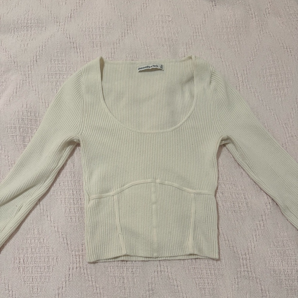 Abercrombie & Fitch Cream Knit Long Sleeve Top